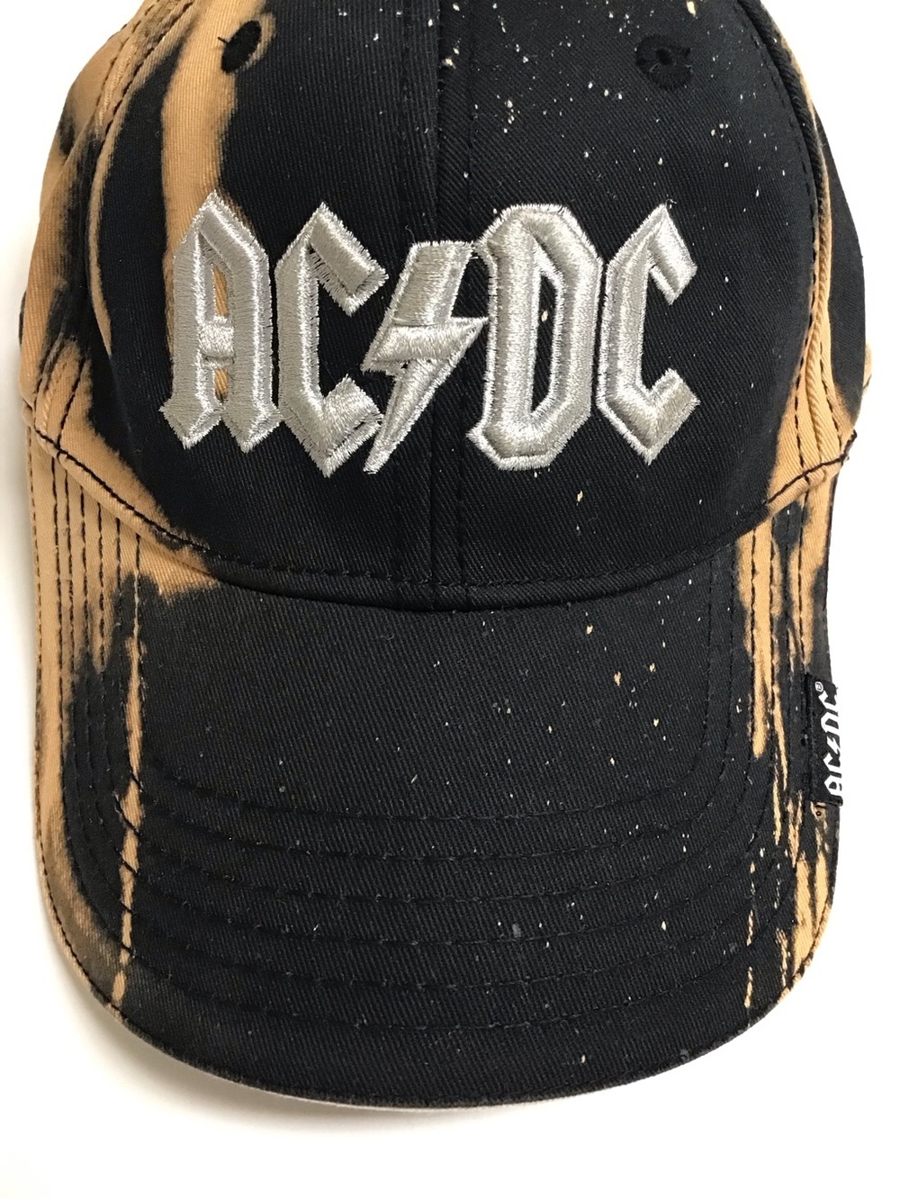 AC/DC Back in Black Cap Dyed Hat Metallic Embroidery Adjust Angus Young Vintage